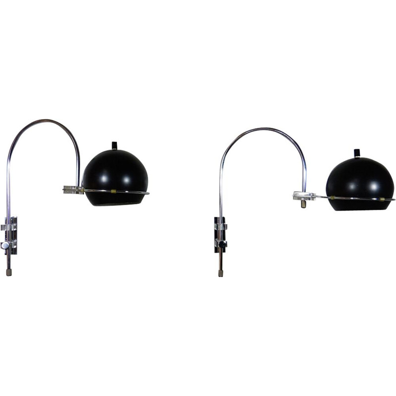 Set of 2 vintage adjustable wall lamps