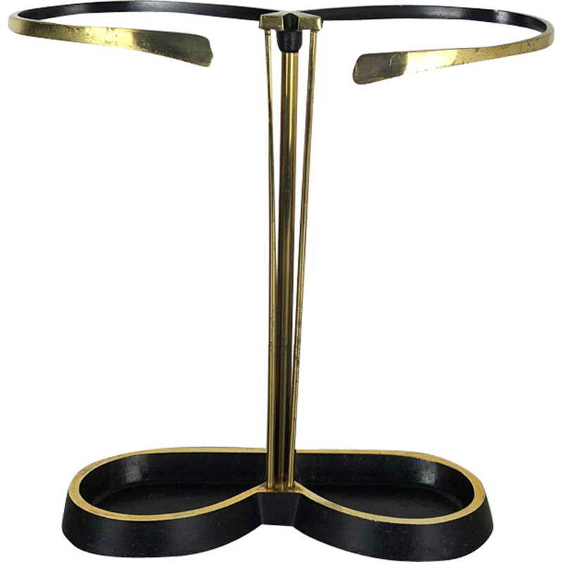 Vintage solid metal umbrella stand in brass from Bauhaus, Germany 1950