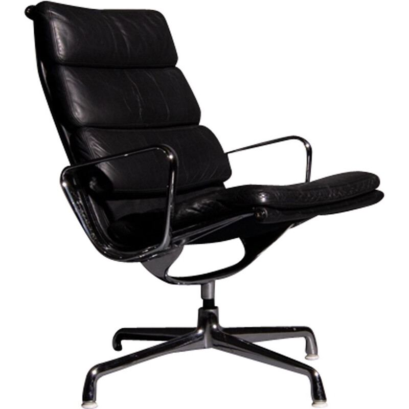 Vintage black armchair model EA 216 by Eames