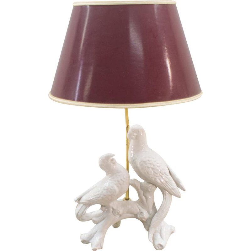 Lampe de table vintage blanc en céramique, Italie 1960