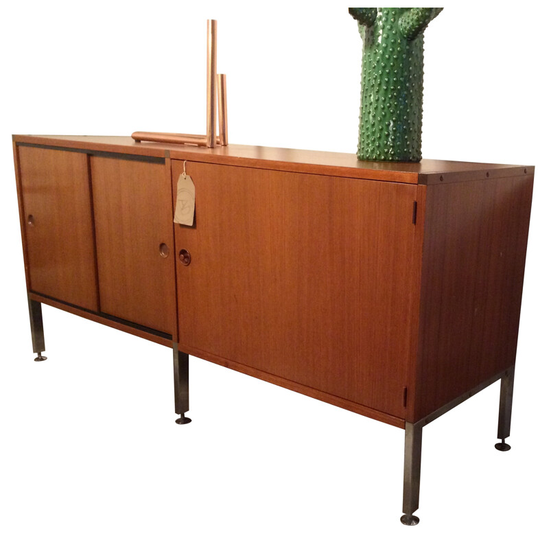 Adjustable sideboard in teak and chromium, ARP (Guariche, Motte and Mortier) - 1950s