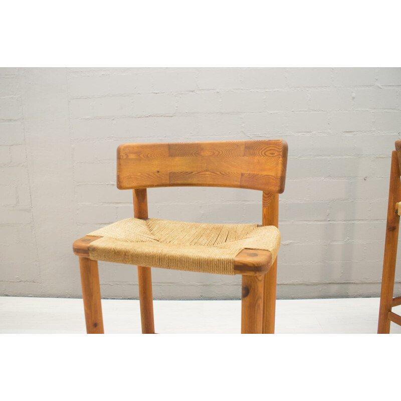 Set of 2 vintage Scandinavian bar stools in wood