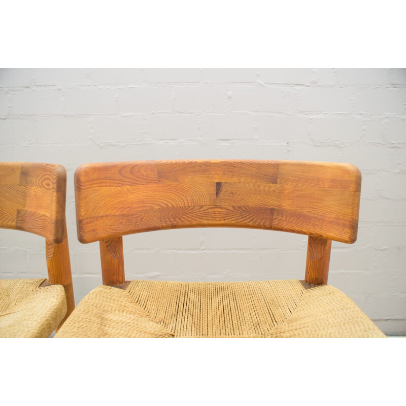 Set of 2 vintage Scandinavian bar stools in wood