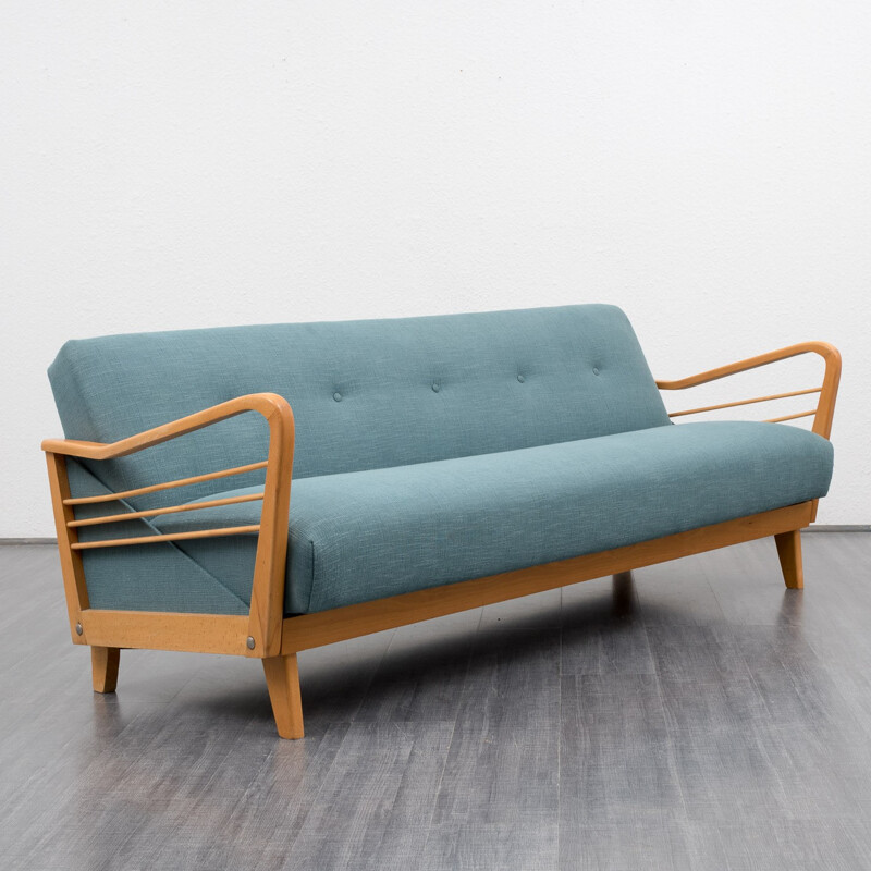 Vintage sofa in beech and fabric - 1950s