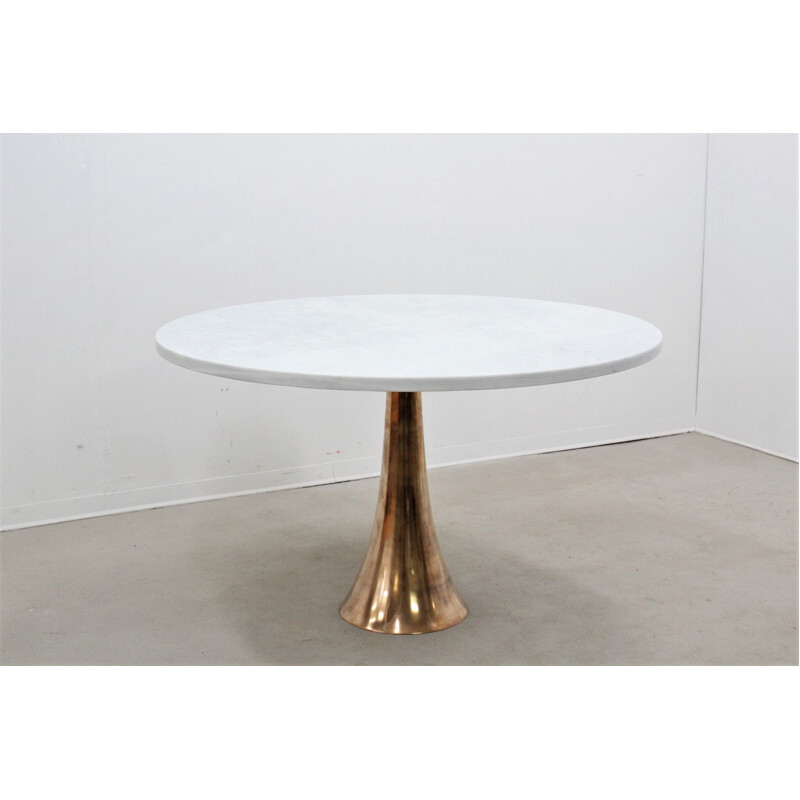 Table vintage en bronze et marbre par Angelo Mangiarotti