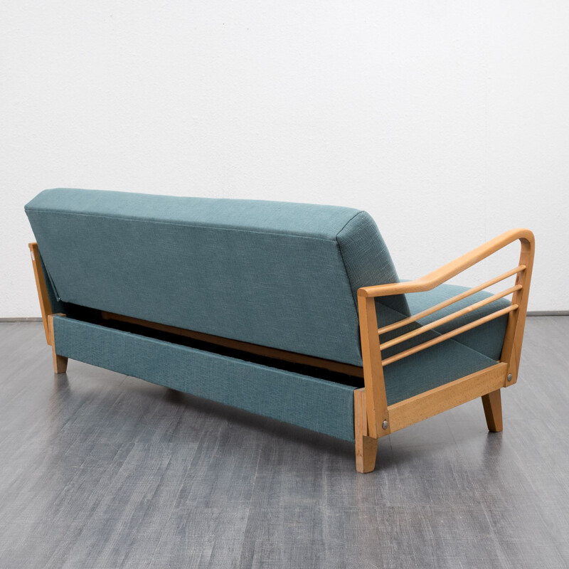Vintage sofa in beech and fabric - 1950s