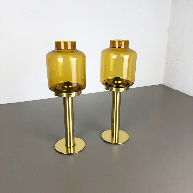 Set of 2 Claudia candleholders in brass