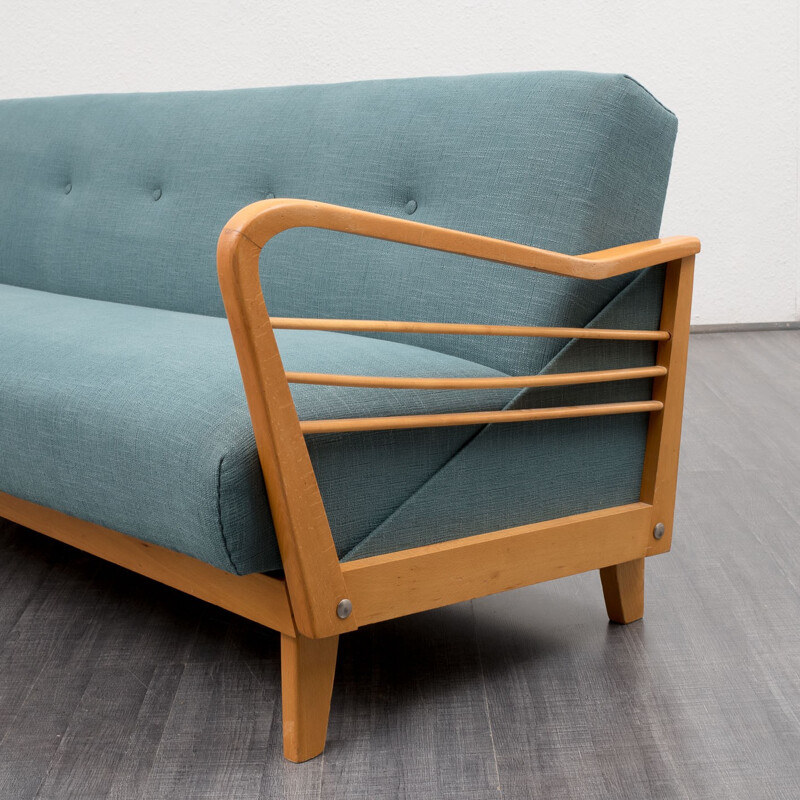 Vintage sofa in beech and fabric - 1950s