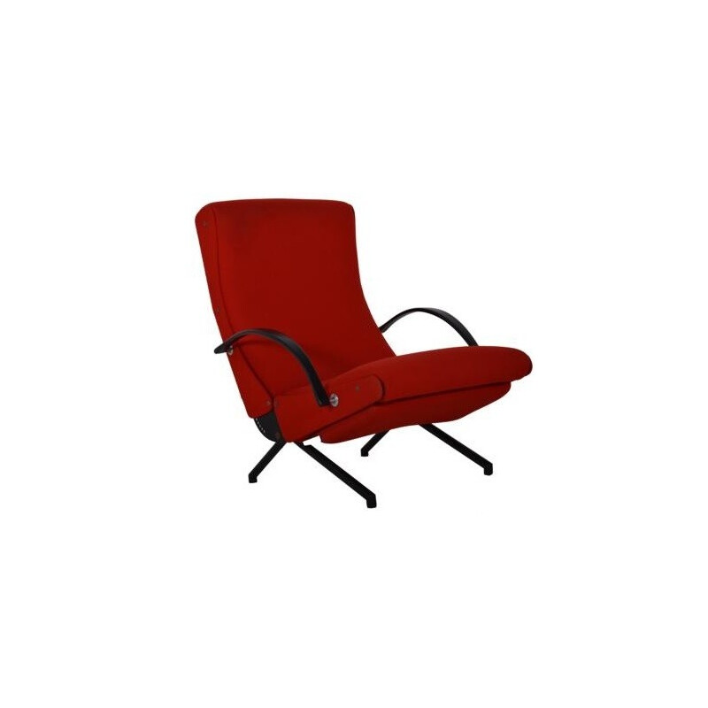 P40 lounge chair in red fabric, Osvaldo BORSANI, Tecno edition - 1954