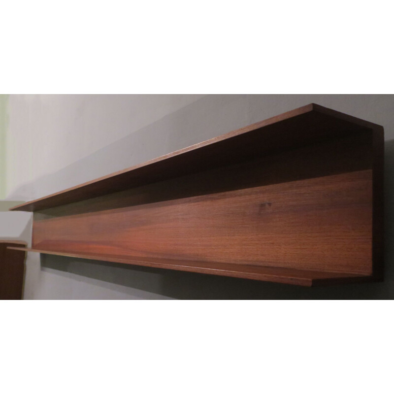 Vintage teak wall shelf by Walter Wirz