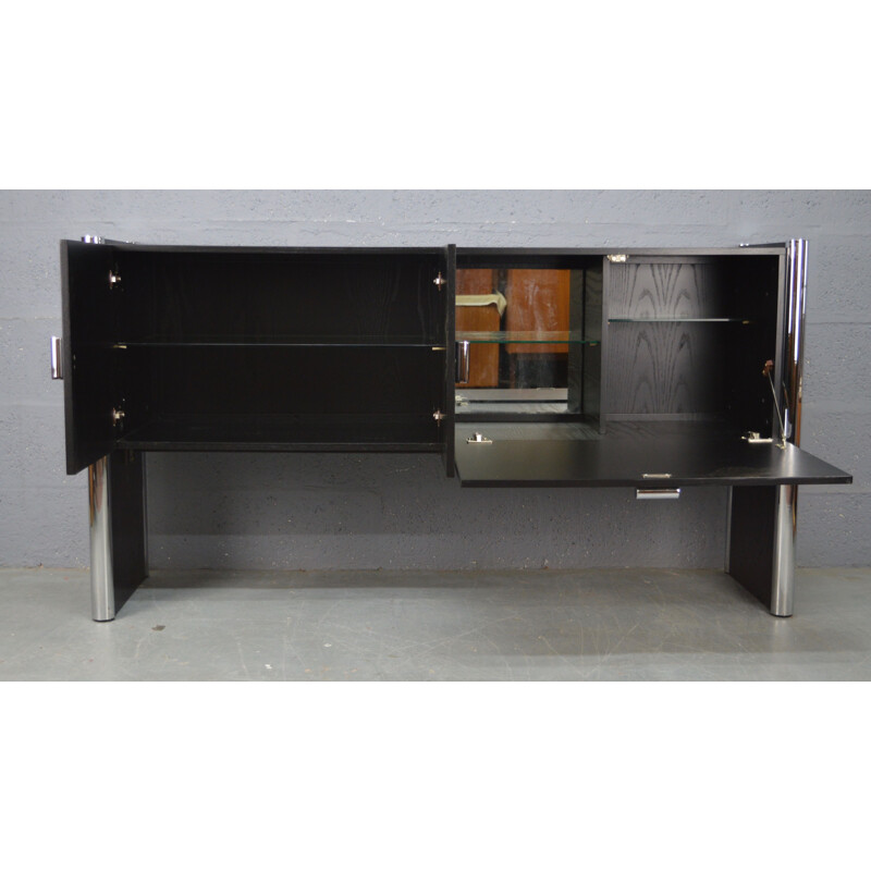 Vintage highboard in black ash by Tim Bates