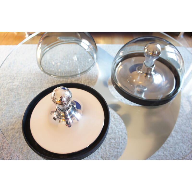 Suite de 2 appliques vintage avec globes en verre