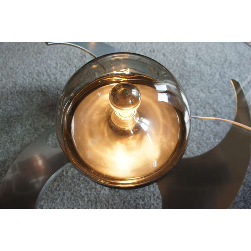 Set of 2 vintage wall lamps with globes in glass