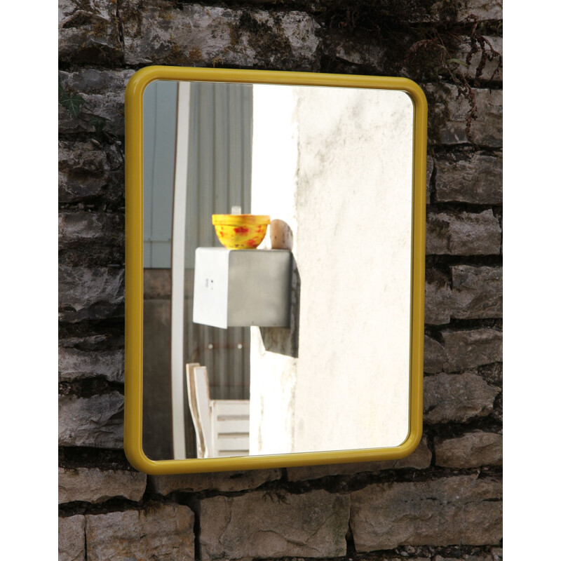 Vintage French mirror in yellow ABS plastic