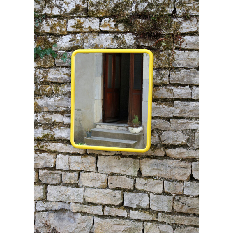 Miroir vintage français en plastique ABS jaune