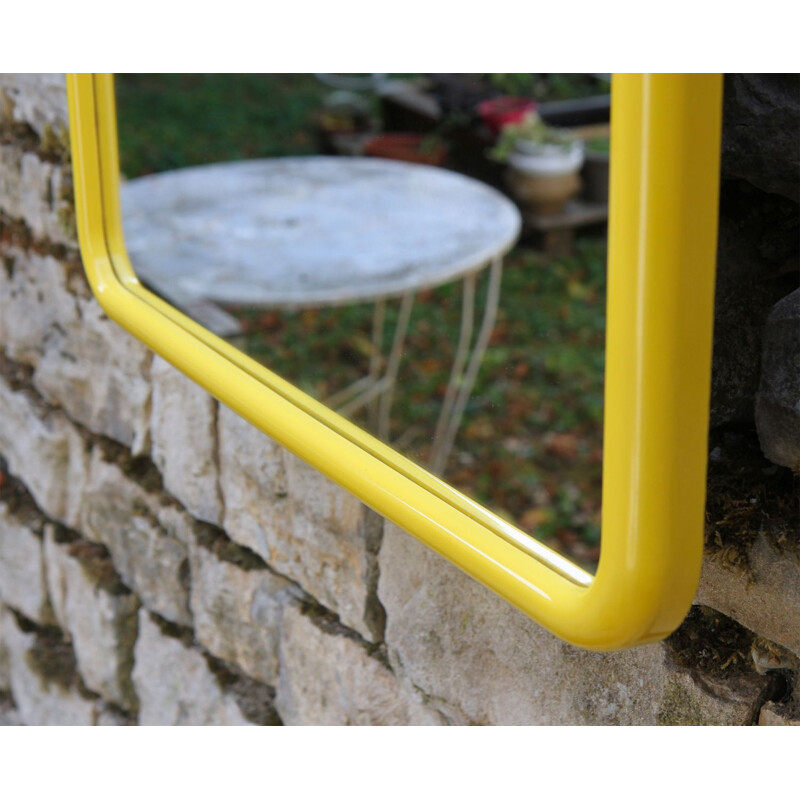 Vintage French mirror in yellow ABS plastic