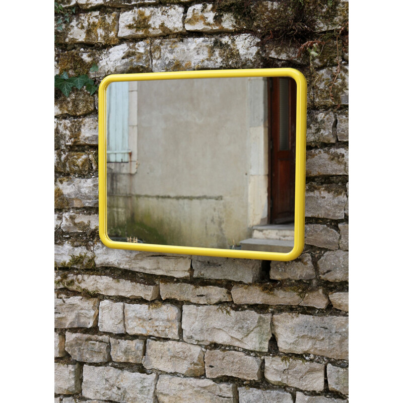 Miroir vintage français en plastique ABS jaune