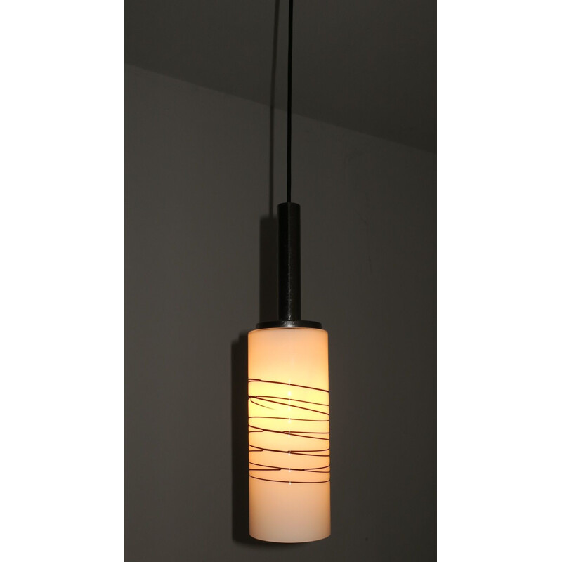 Vintage Italian pendant lamp in opal glass