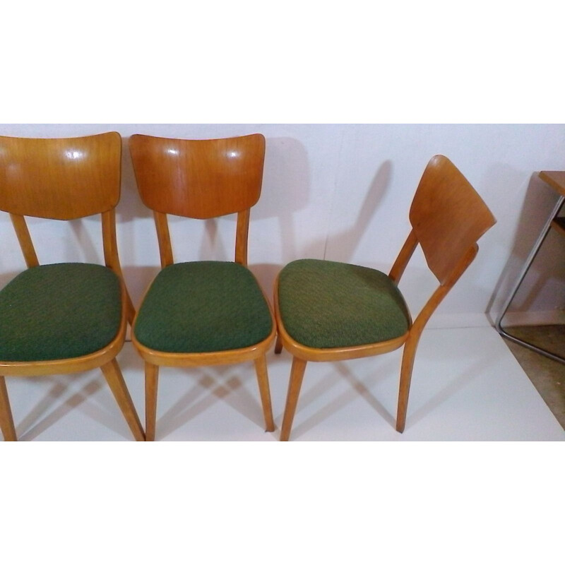 Set of 4 vintage Czech chairs by Ton