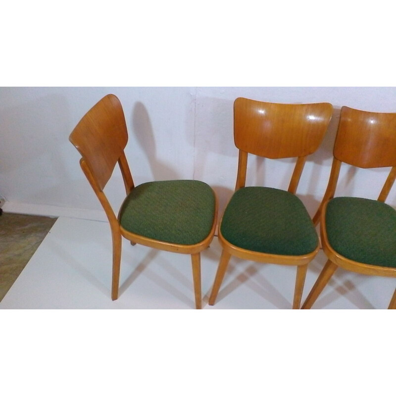 Suite di 4 sedie vintage ceche di Ton