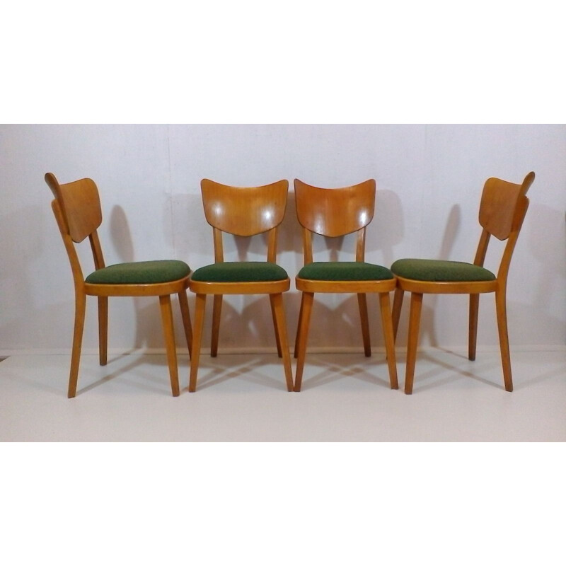 Suite van 4 vintage Tsjechische stoelen van Ton