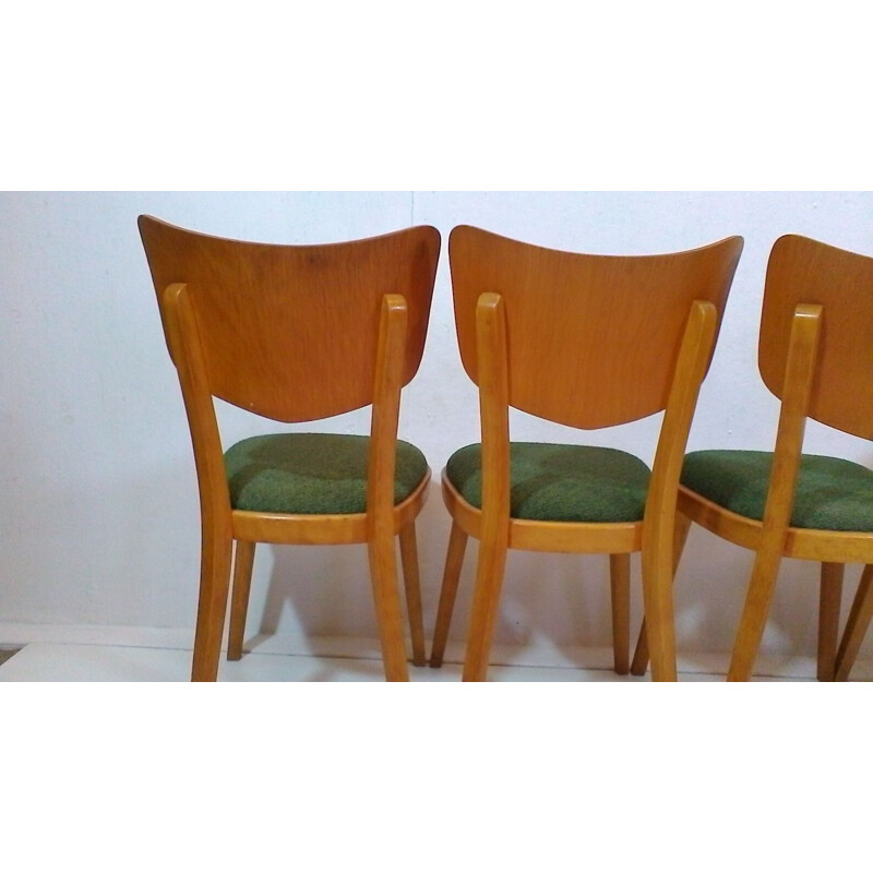 Suite van 4 vintage Tsjechische stoelen van Ton