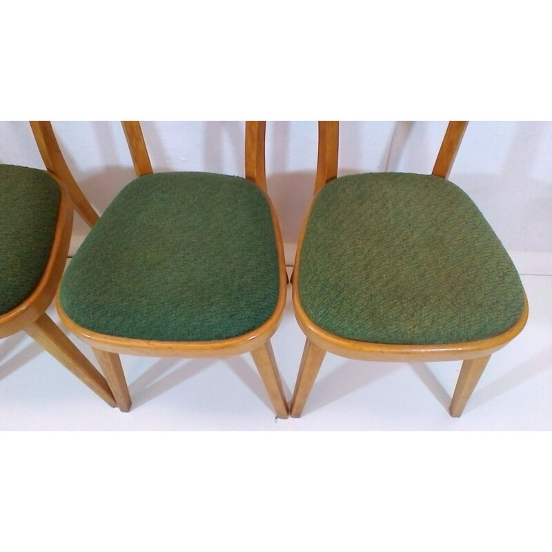 Suite von 4 tschechischen Vintage-Stühlen von Ton