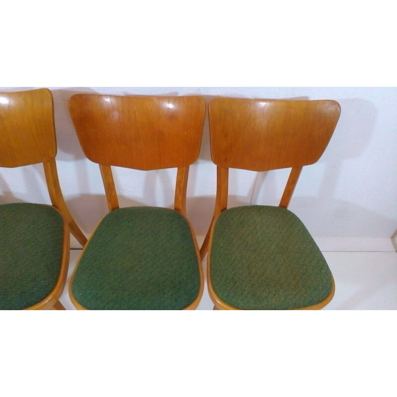 Suite von 4 tschechischen Vintage-Stühlen von Ton