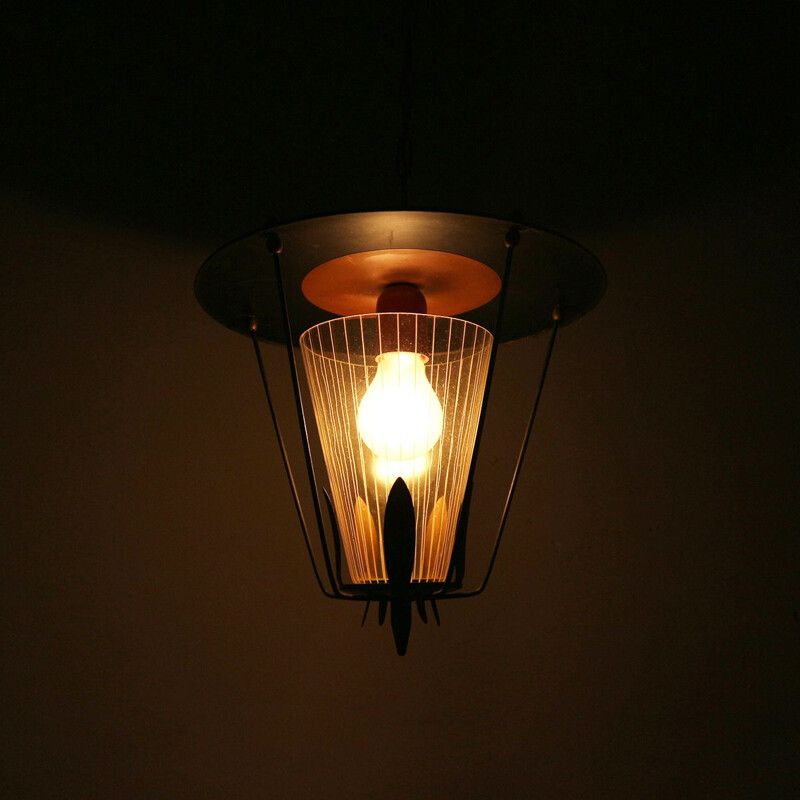 Vintage pendant lamp "Lampion" in steel