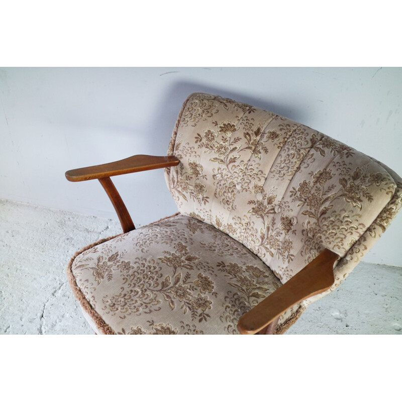 Paire de fauteuil vintage en teck beige 1960