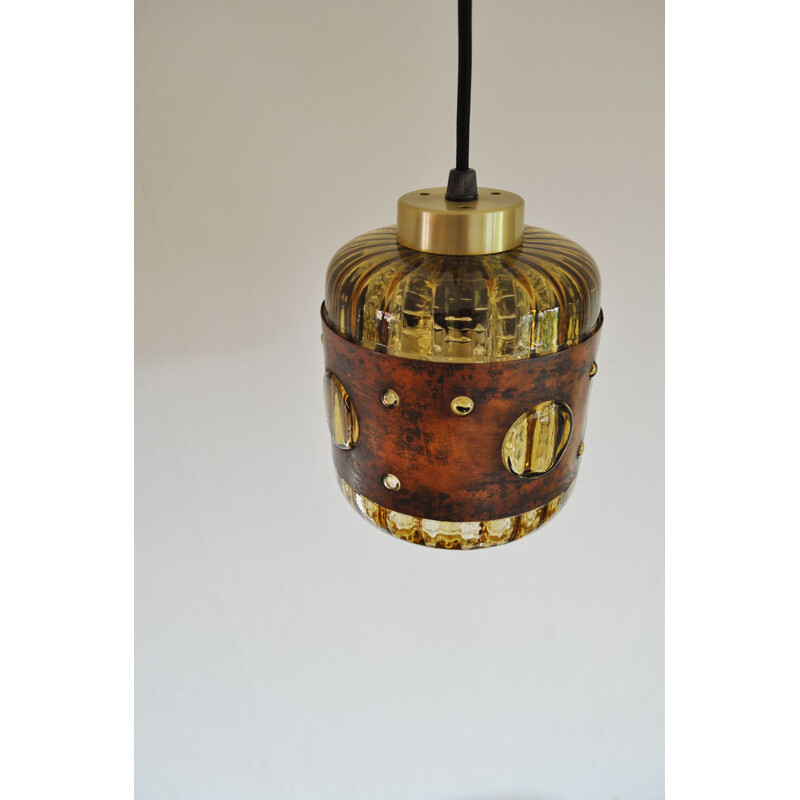 Suspension vintage pour Raak en cuivre et verre 1960