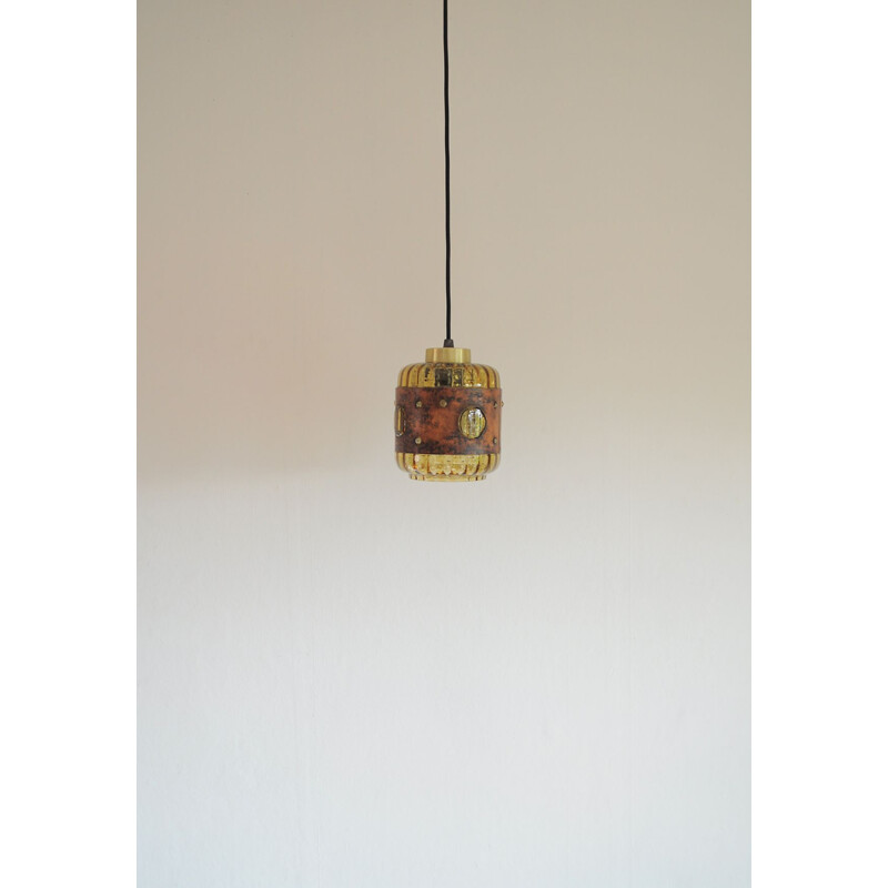 Suspension vintage pour Raak en cuivre et verre 1960