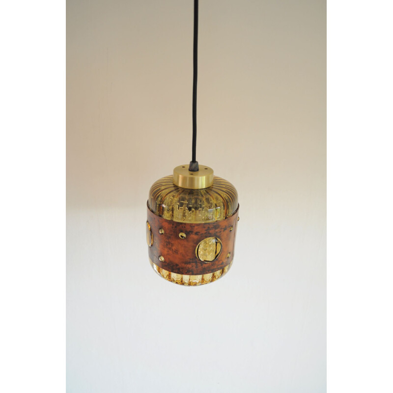 Suspension vintage pour Raak en cuivre et verre 1960