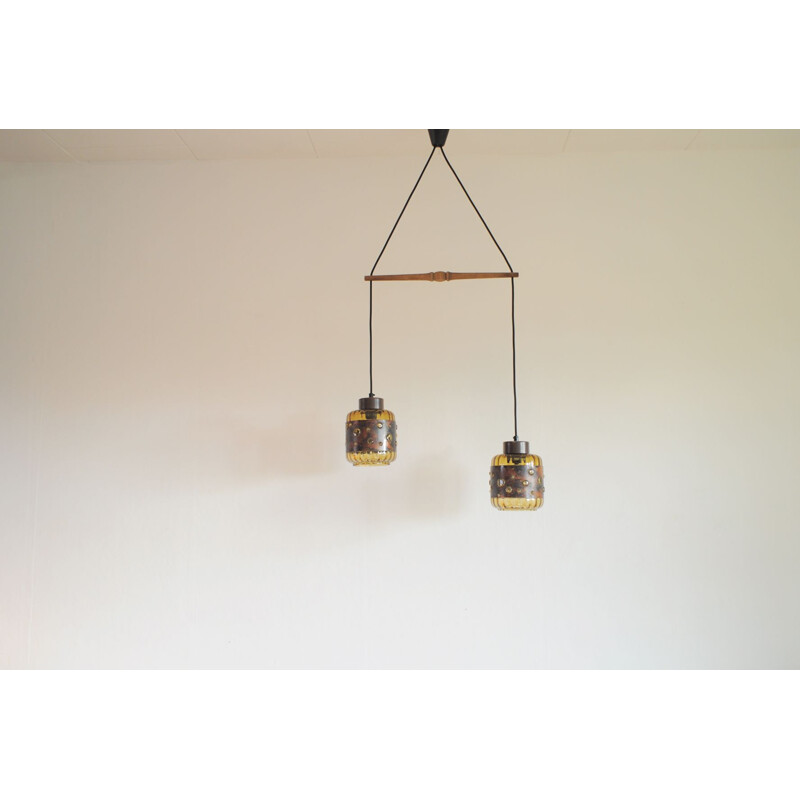 Vintage pendant light by Nanny Still for Raak in glass and copper 1960