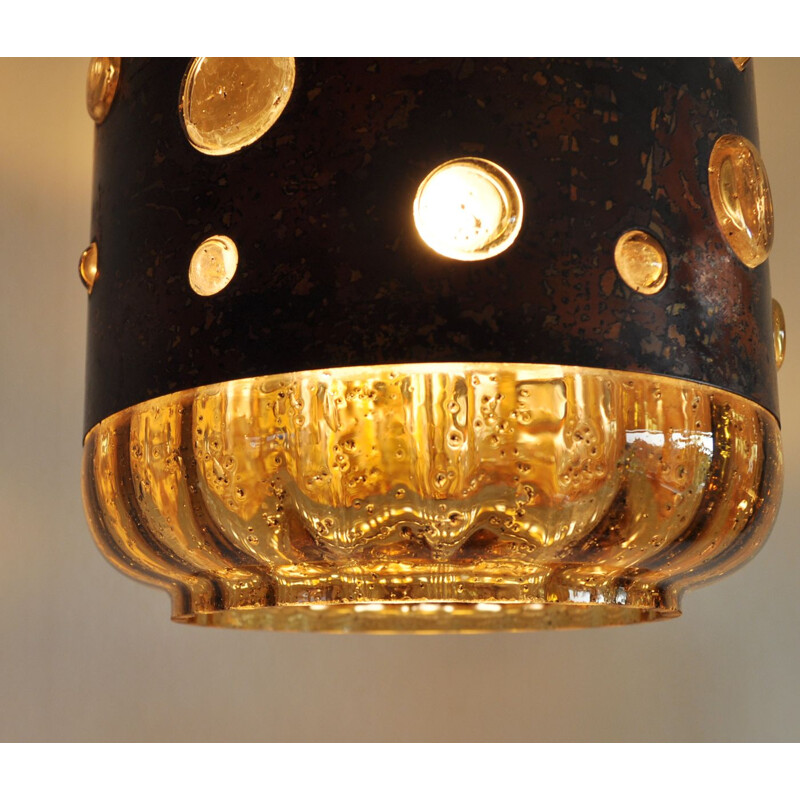 Vintage pendant light by Nanny Still for Raak in glass and copper 1960