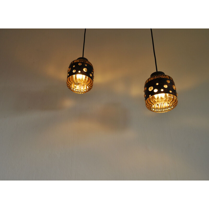 Vintage pendant light by Nanny Still for Raak in glass and copper 1960