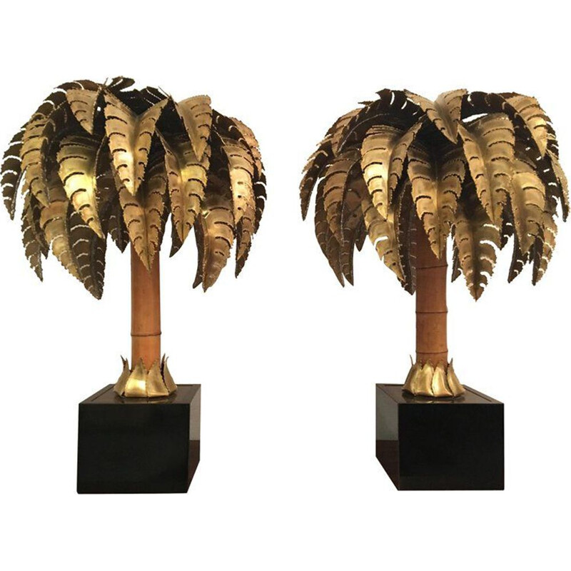 Pair of vintage Palm lamps by Maison Jansen