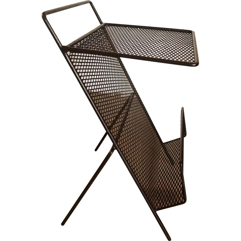 Vintage black magazine rack in metal