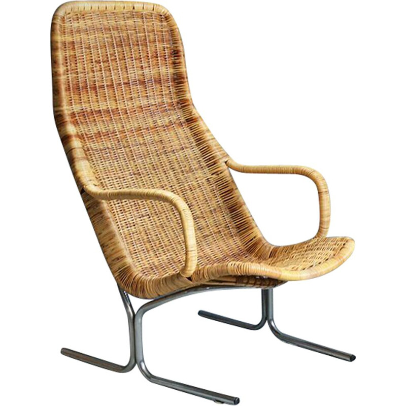 Rattan lounge chair by Dirk van Sliedregt for Gebroeders Jonker