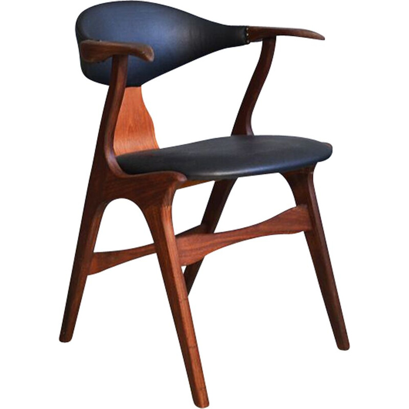 Chaise noire vintage par Louis van Teeffelen pour AWA
