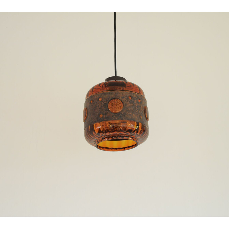 Vintage copper and glass hanging lamp by Nanny Still for Raak 1960