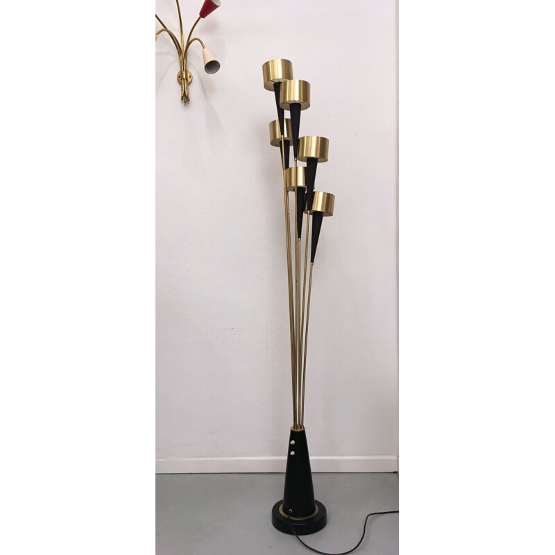 Vintage Bouquet floor lamp in copper and brass 1960