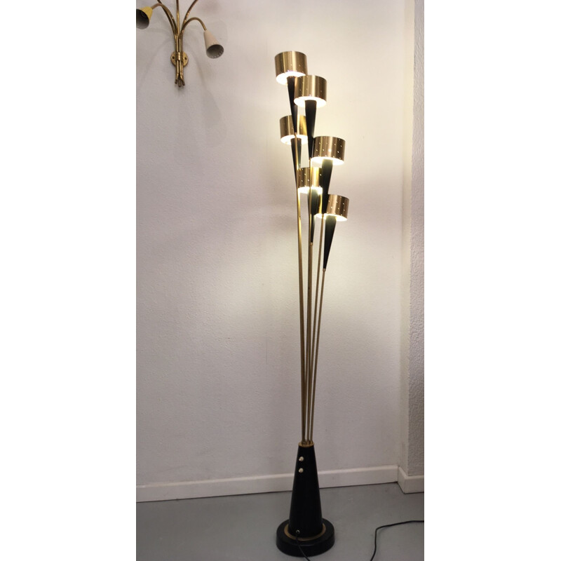 Vintage Bouquet floor lamp in copper and brass 1960