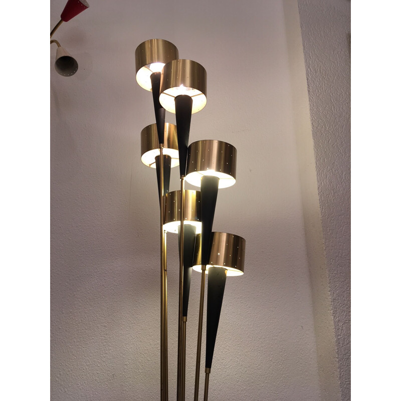 Vintage Bouquet floor lamp in copper and brass 1960