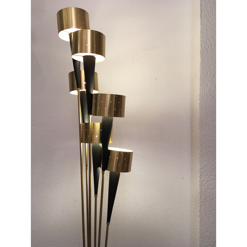 Vintage Bouquet floor lamp in copper and brass 1960