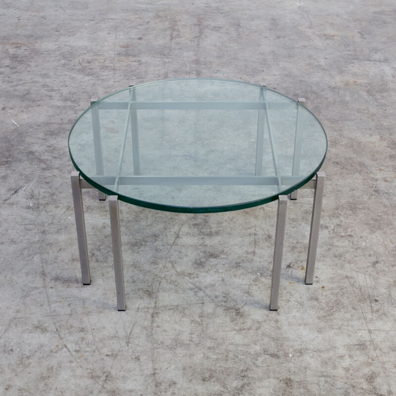 Vintage round coffee table in glass