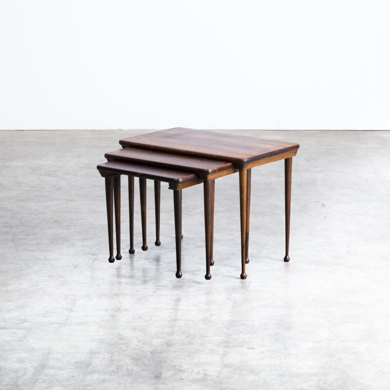 Set of 3 nesting tables in rosewood