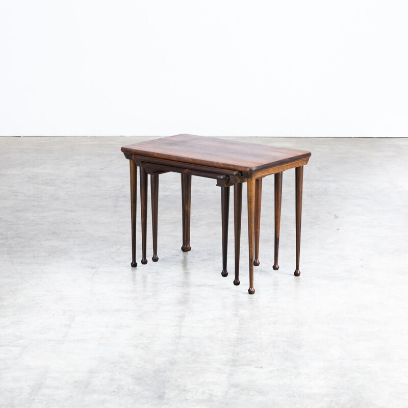 Set of 3 nesting tables in rosewood