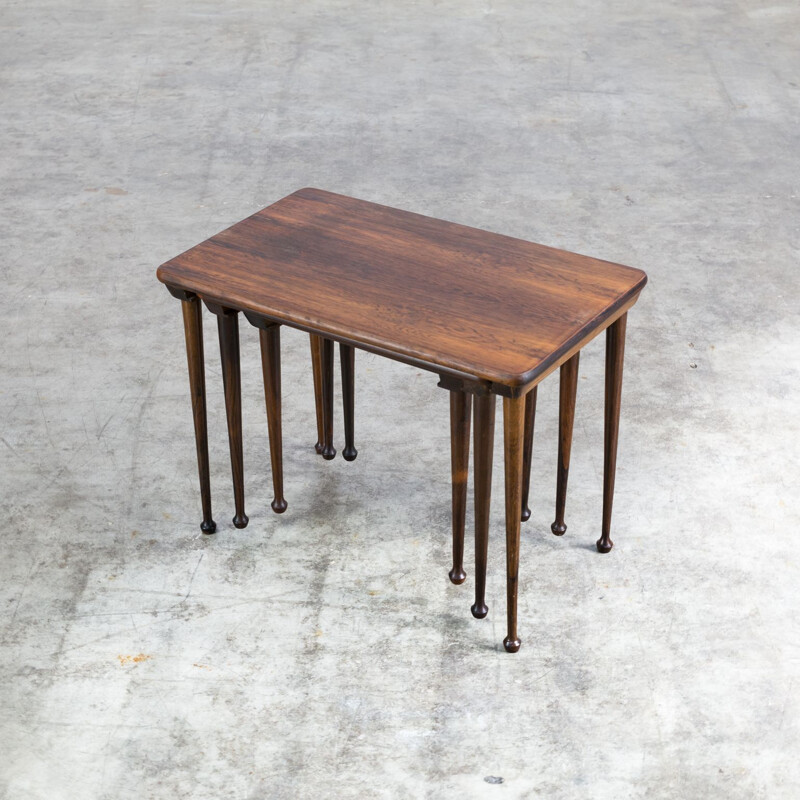 Set of 3 nesting tables in rosewood