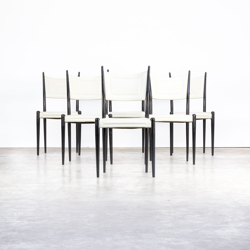 Set of 6 white chairs by G-Plan